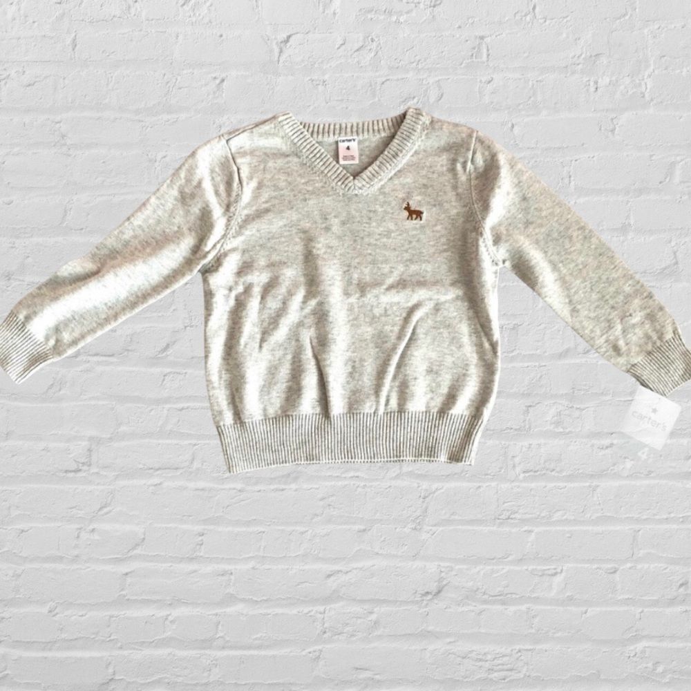 Carter’s Boys Lt Heather Gray Cotton Vneck sweater